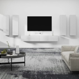 TV furniture set 6 pieces glossy white plywood by vidaXL, TV Furniture - Ref: Foro24-3114354, Price: 307,74 €, Discount: %