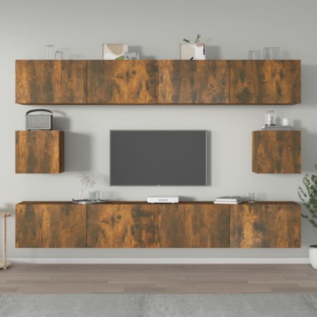 TV furniture set 6 pieces smoked oak plywood by vidaXL, TV Furniture - Ref: Foro24-3114371, Price: 231,63 €, Discount: %