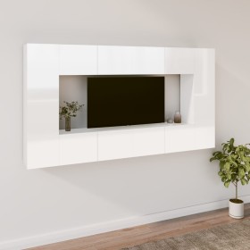 TV-Möbelset 8-teilig aus glänzend weißem Sperrholz von vidaXL, TV-Möbel - Ref: Foro24-3114290, Preis: 265,99 €, Rabatt: %