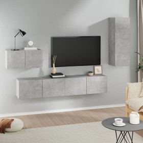 TV furniture set 4 pieces concrete gray plywood by vidaXL, TV Furniture - Ref: Foro24-3114337, Price: 132,99 €, Discount: %