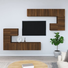 Brown oak plywood TV wall cabinet by vidaXL, TV Furniture - Ref: Foro24-3114589, Price: 271,38 €, Discount: %