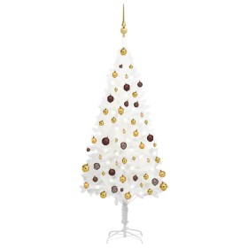 Beleuchteter Weihnachtsbaum mit Lichtern und Kugeln weiß 150 cm von vidaXL, Weihnachtsbäume - Ref: Foro24-3077547, Preis: 119...