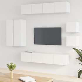 TV-Möbelset 8-teilig aus weißem Sperrholz von vidaXL, TV-Möbel - Ref: Foro24-3114486, Preis: 276,99 €, Rabatt: %