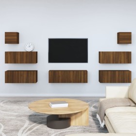 TV furniture set 7 pieces plywood oak brown by vidaXL, TV Furniture - Ref: Foro24-3114549, Price: 260,73 €, Discount: %