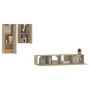 Set de muebles para TV 4 pzas madera contrachapada roble Sonoma de vidaXL, Muebles TV - Ref: Foro24-3114624, Precio: 130,99 €...