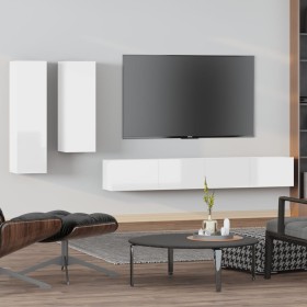 TV furniture set 4 pieces glossy white plywood by vidaXL, TV Furniture - Ref: Foro24-3114634, Price: 196,99 €, Discount: %