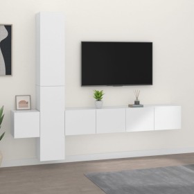 TV furniture set, 5-piece plywood in white. by vidaXL, TV Furniture - Ref: Foro24-3114246, Price: 207,22 €, Discount: %