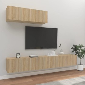 TV furniture set 3 pieces sonoma oak plywood by vidaXL, TV Furniture - Ref: Foro24-3114480, Price: 172,57 €, Discount: %