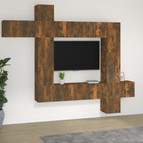 9-piece TV furniture set made of smoked oak plywood by vidaXL, TV Furniture - Ref: Foro24-3114659, Price: 369,09 €, Discount: %