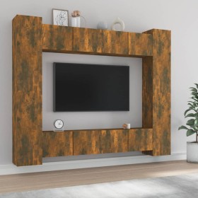 TV furniture set 8 pieces smoked oak plywood by vidaXL, TV Furniture - Ref: Foro24-3114235, Price: 354,20 €, Discount: %