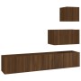 Set de muebles para TV 4 pzas madera contrachapada marrón roble de vidaXL, Muebles TV - Ref: Foro24-3114645, Precio: 154,76 €...