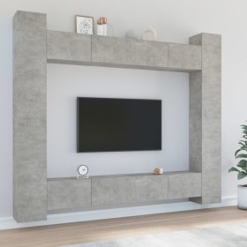 TV-Möbelset 8-teilig aus betongrauem Sperrholz von vidaXL, TV-Möbel - Ref: Foro24-3114241, Preis: 425,76 €, Rabatt: %