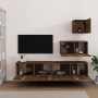 TV furniture set 4 pieces smoked oak plywood by vidaXL, TV Furniture - Ref: Foro24-3114643, Price: 133,62 €, Discount: %