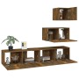 TV furniture set 4 pieces smoked oak plywood by vidaXL, TV Furniture - Ref: Foro24-3114643, Price: 133,62 €, Discount: %