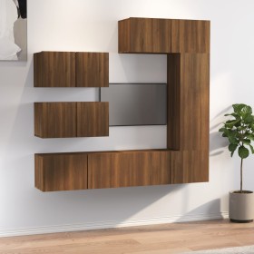 TV furniture set 6 pieces brown oak plywood by vidaXL, TV Furniture - Ref: Foro24-3114557, Price: 235,99 €, Discount: %