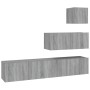 Set de muebles para TV 4 pzas madera contrachapada gris Sonoma de vidaXL, Muebles TV - Ref: Foro24-3114652, Precio: 139,46 €,...