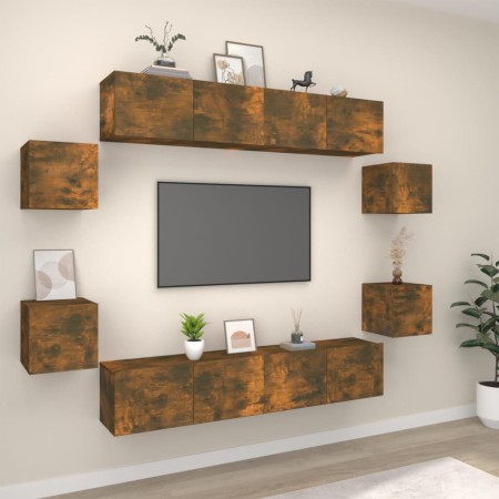 8-piece TV furniture set made of smoked oak plywood by vidaXL, TV Furniture - Ref: Foro24-3114219, Price: 219,16 €, Discount: %