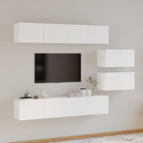 Set de muebles para TV 6 piezas madera contrachapada blanco de vidaXL, Muebles TV - Ref: Foro24-3114598, Precio: 228,19 €, De...