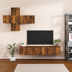 7-piece smoked oak plywood TV cabinet set by vidaXL, TV Furniture - Ref: Foro24-3114507, Price: 180,99 €, Discount: %