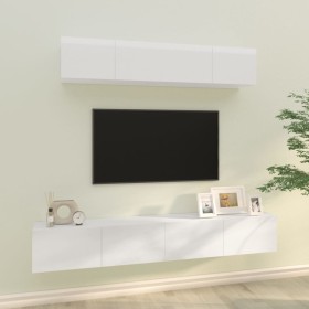 TV-Möbelset 4-teilig aus glänzend weißem Sperrholz von vidaXL, TV-Möbel - Ref: Foro24-3114530, Preis: 165,53 €, Rabatt: %