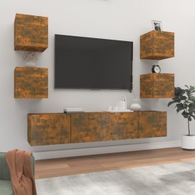 6-piece TV furniture set made of smoked oak plywood by vidaXL, TV Furniture - Ref: Foro24-3114259, Price: 152,59 €, Discount: %