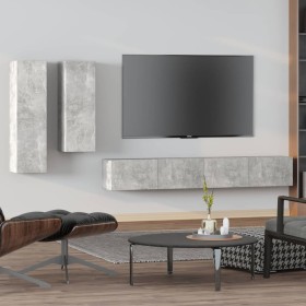 4-piece TV furniture set made of gray concrete plywood. by vidaXL, TV Furniture - Ref: Foro24-3114633, Price: 205,55 €, Disco...