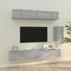 TV furniture set 6 pieces Sonoma gray plywood by vidaXL, TV Furniture - Ref: Foro24-3114620, Price: 242,99 €, Discount: %