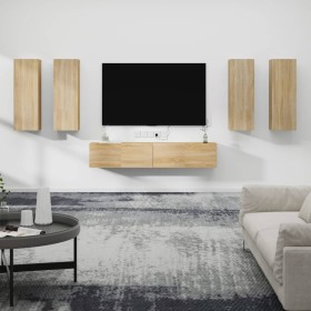 TV furniture set 6 pieces sonoma oak plywood by vidaXL, TV Furniture - Ref: Foro24-3114344, Price: 228,74 €, Discount: %