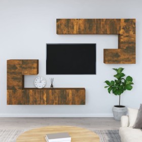 Smoked oak plywood TV wall unit by vidaXL, TV Furniture - Ref: Foro24-3114587, Price: 238,99 €, Discount: %