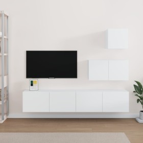 TV furniture set, 4-piece white plywood. by vidaXL, TV Furniture - Ref: Foro24-3114638, Price: 161,54 €, Discount: %