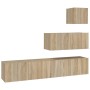 TV furniture set 4 pieces Sonoma oak plywood by vidaXL, TV Furniture - Ref: Foro24-3114648, Price: 130,34 €, Discount: %