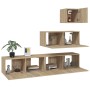 TV furniture set 4 pieces Sonoma oak plywood by vidaXL, TV Furniture - Ref: Foro24-3114648, Price: 130,34 €, Discount: %