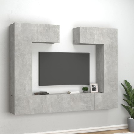 TV-Möbelset 6-teilig betongraues Sperrholz von vidaXL, TV-Möbel - Ref: Foro24-3114465, Preis: 260,73 €, Rabatt: %