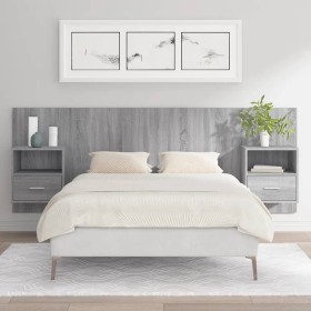 Sonoma gray plywood headboard with side tables by vidaXL, Headboards and footboards - Ref: Foro24-3115698, Price: 138,82 €, D...