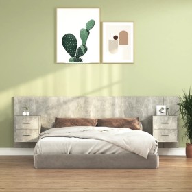 Concrete gray plywood headboard and side tables by vidaXL, Headboards and footboards - Ref: Foro24-3115711, Price: 155,99 €, ...