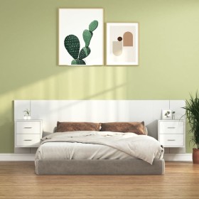 Cabecero de cama con mesitas madera contrachapada blanco de vidaXL, Cabeceros y pies de cama - Ref: Foro24-3115708, Precio: 1...