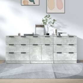 Concrete gray plywood 3-piece sideboard by vidaXL, Sideboards - Ref: Foro24-3115799, Price: 215,19 €, Discount: %