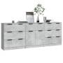 Dreiteiliges Sideboard aus betongrauem Sperrholz von vidaXL, Sideboards - Ref: Foro24-3115799, Preis: 216,55 €, Rabatt: %