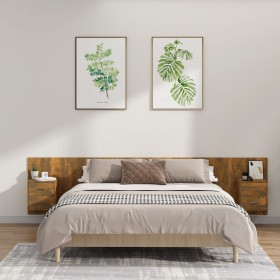 Smoked oak plywood headboard and side tables by vidaXL, Headboards and footboards - Ref: Foro24-3115761, Price: 142,39 €, Dis...