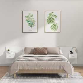 White plywood headboard with side tables by vidaXL, Headboards and footboards - Ref: Foro24-3115748, Price: 151,99 €, Discoun...