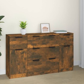 3-teiliges Sideboard-Set aus geräuchertem Eichensperrholz von vidaXL, Sideboards - Ref: Foro24-3115825, Preis: 152,53 €, Raba...