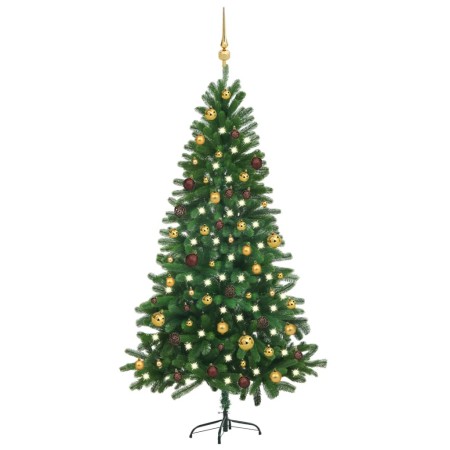 Árbol de Navidad preiluminado con luces y bolas verde 180 cm de vidaXL, Arboles de navidad - Ref: Foro24-3077555, Precio: 122...