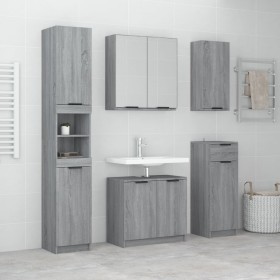 Sonoma gray plywood 5-piece bathroom furniture set by vidaXL, Bathroom furniture - Ref: Foro24-3115858, Price: 305,66 €, Disc...