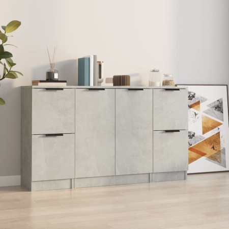 Sideboards 3 Stück zementgraues Sperrholz von vidaXL, Sideboards - Ref: Foro24-3115847, Preis: 124,46 €, Rabatt: %