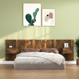 Smoked oak plywood headboard and side tables by vidaXL, Headboards and footboards - Ref: Foro24-3115705, Price: 120,99 €, Dis...