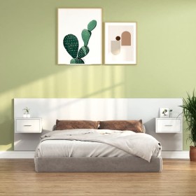 Glossy white plywood headboard and side tables by vidaXL, Headboards and footboards - Ref: Foro24-3115704, Price: 125,99 €, D...