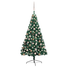 Halber Weihnachtsbaum mit Lichtern und grünen Kugeln 120 cm von vidaXL, Weihnachtsbäume - Ref: Foro24-3077563, Preis: 56,77 €...