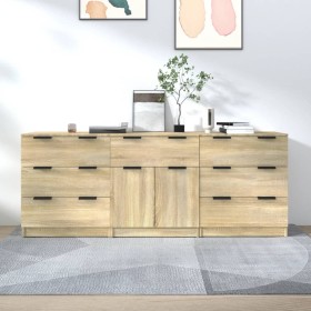 3-piece plywood oak Sonoma color sideboard by vidaXL, Sideboards - Ref: Foro24-3115798, Price: 242,12 €, Discount: %