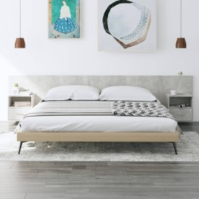 Cabecero de cama con mesitas madera contrachapada gris hormigón de vidaXL, Cabeceros y pies de cama - Ref: Foro24-3115743, Pr...