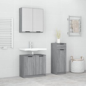 3-piece bathroom furniture set made of gray Sonoma plywood by vidaXL, Bathroom furniture - Ref: Foro24-3115874, Price: 172,32...